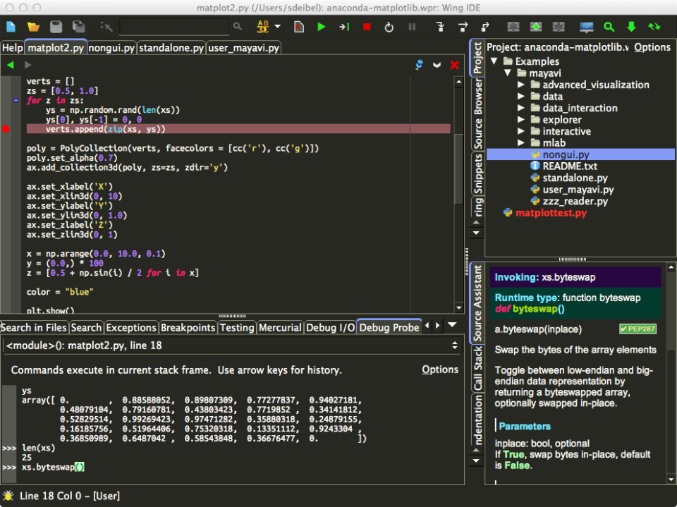 screenshot of Wing Python IDE